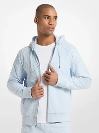 Logo Jacquard Terry Zip-Up Hoodie