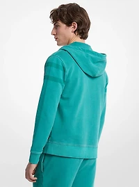 Logo Garment-Dyed Cotton Zip Up Hoodie
