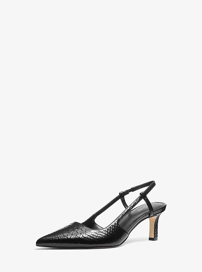 Alora Snake Embossed Leather Slingback Pump
