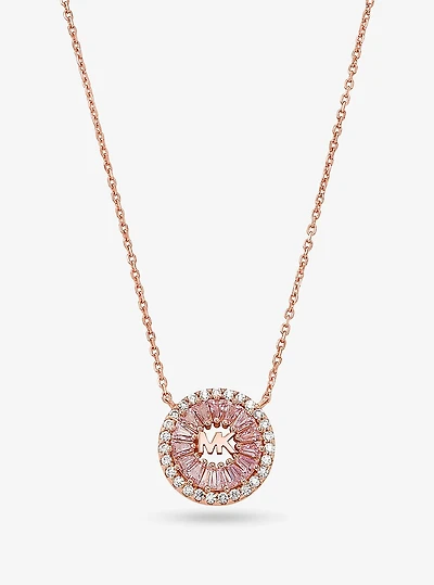 Precious Metal-Plated Sterling Silver Pavé Halo Necklace