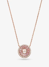 Precious Metal-Plated Sterling Silver Pavé Halo Necklace