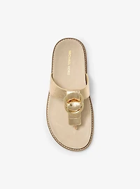 Jaden Crackled Metallic Leather Thong Sandal