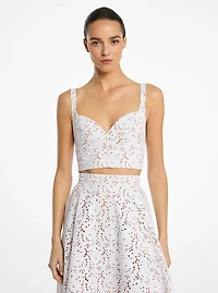 Floral Cotton Eyelet Bustier Top