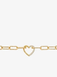 Pavé Heart Curb-Link Necklace