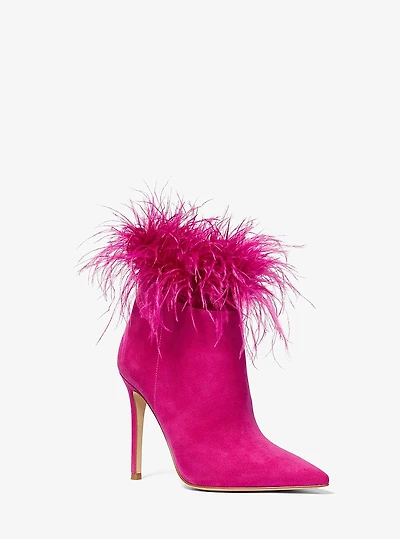 Whitby Feather Trim Suede Ankle Boot