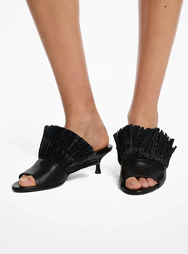 Catarina Leather and Fringe Mule