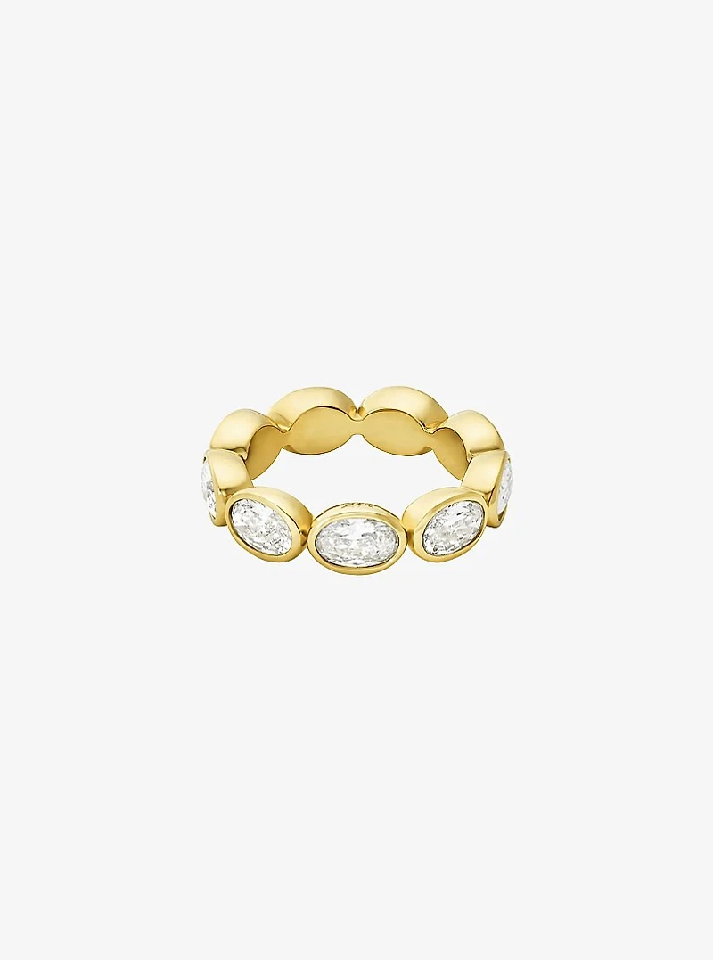 Precious Metal-Plated Cubic Zirconia Tennis Ring