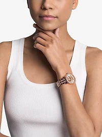 Mini Bryant Pavé Logo Rose Gold-Tone Watch