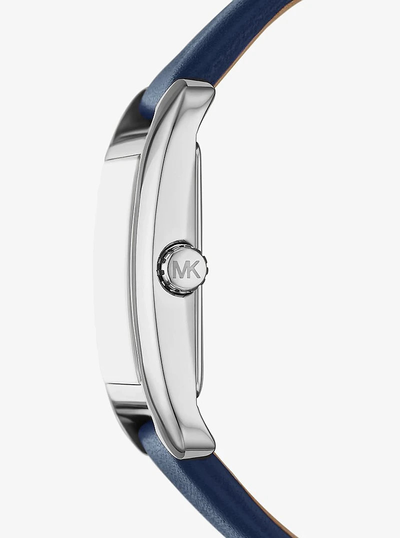 Monroe Silver-Tone and Leather Watch