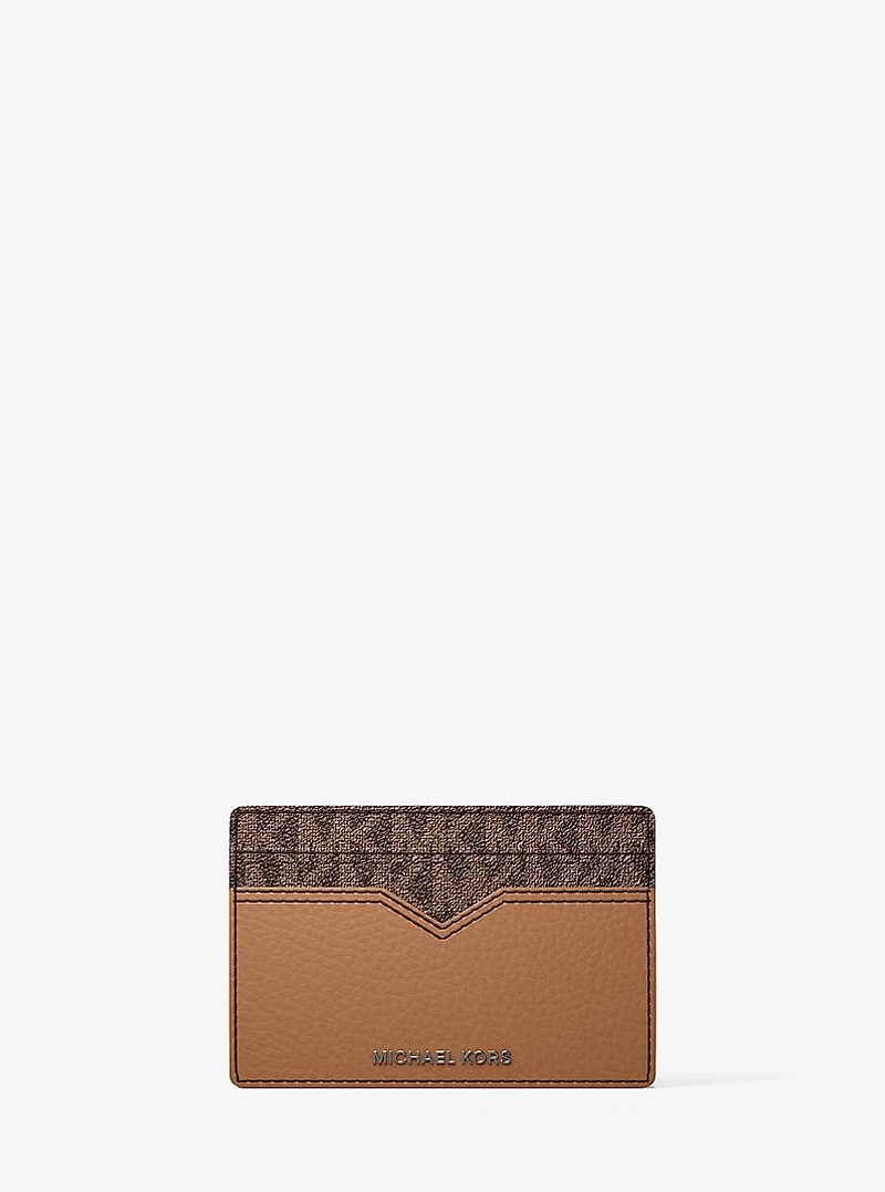 Hudson Pebbled Leather and Signature Logo Money Clip Card Case