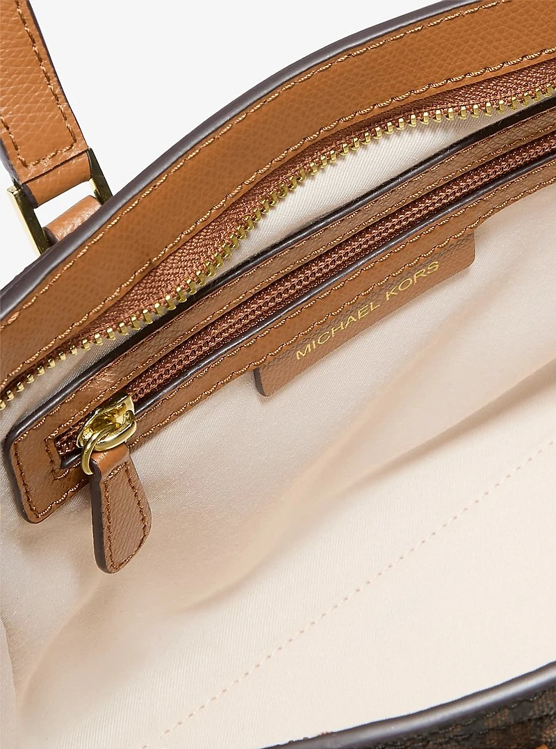 Taryn Small Signature Logo and Leather Convertible Crossbody Bag