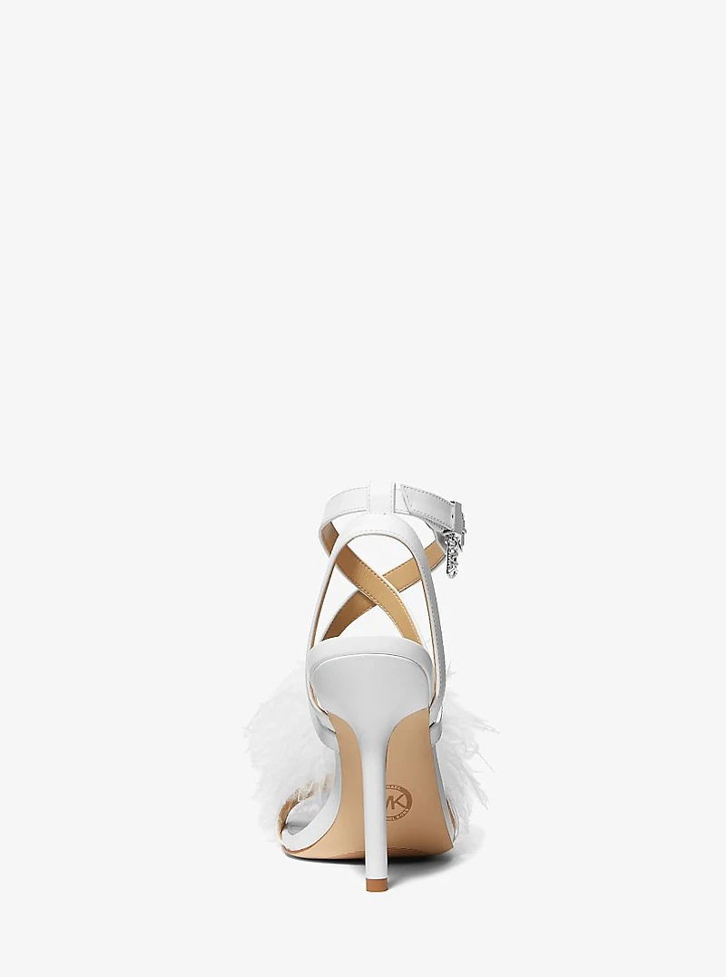 Whitby Feather Trim Leather Sandal