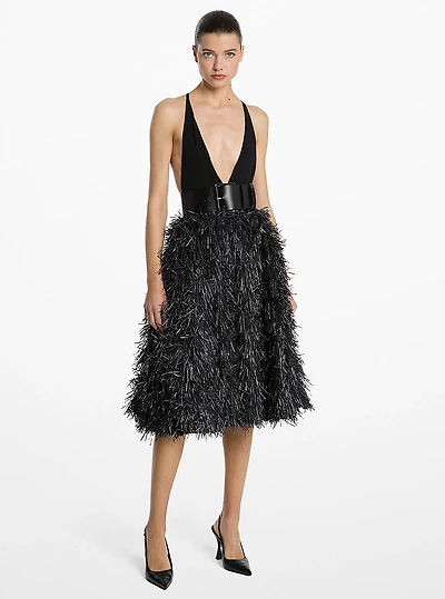 Hand-Embroidered Fringe Jacquard Circle Skirt