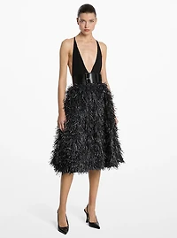 Hand-Embroidered Fringe Jacquard Circle Skirt