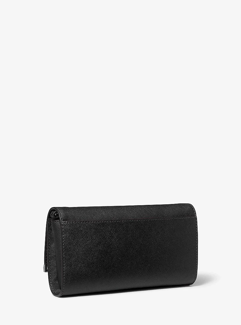 Mona Large Saffiano Leather Clutch