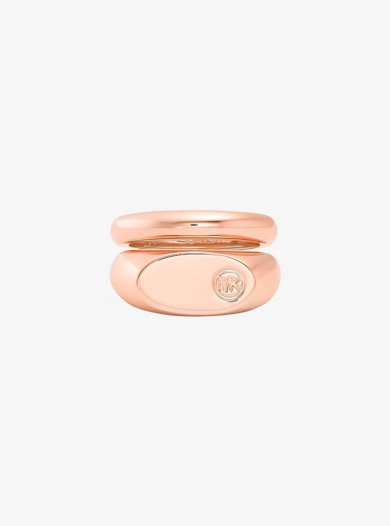 Logo Engraved Double Layered Signet Ring