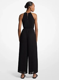 Pleated Georgette Halter Jumpsuit