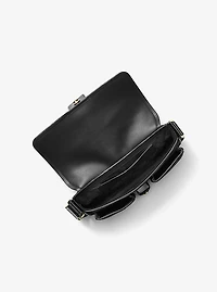 Colby Medium Crackled Leather and Suede Shoulder Bag