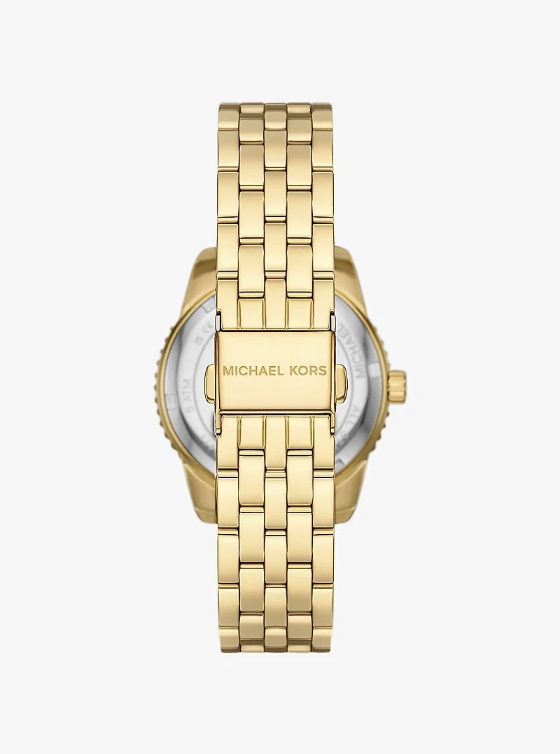 Mini Bryant Pavé Logo Gold-Tone Watch