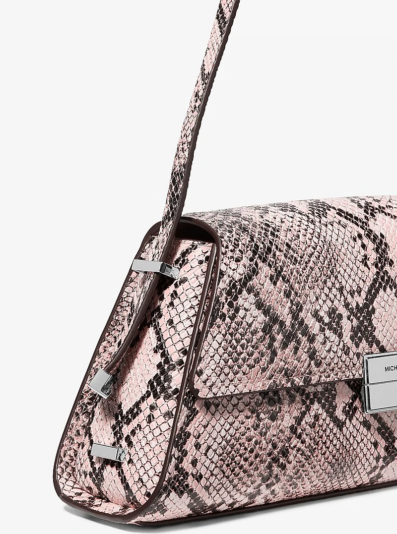 Ludlow Medium Snake Embossed Leather Shoulder Bag