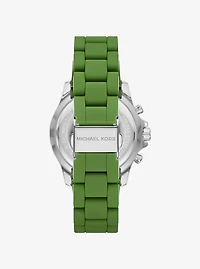 Oversized Everest Pavé Silver-Tone and Silicone Watch