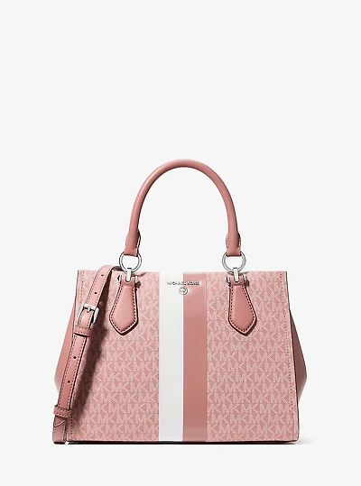 Marilyn Medium Signature Logo Stripe Satchel