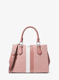 Marilyn Medium Signature Logo Stripe Satchel