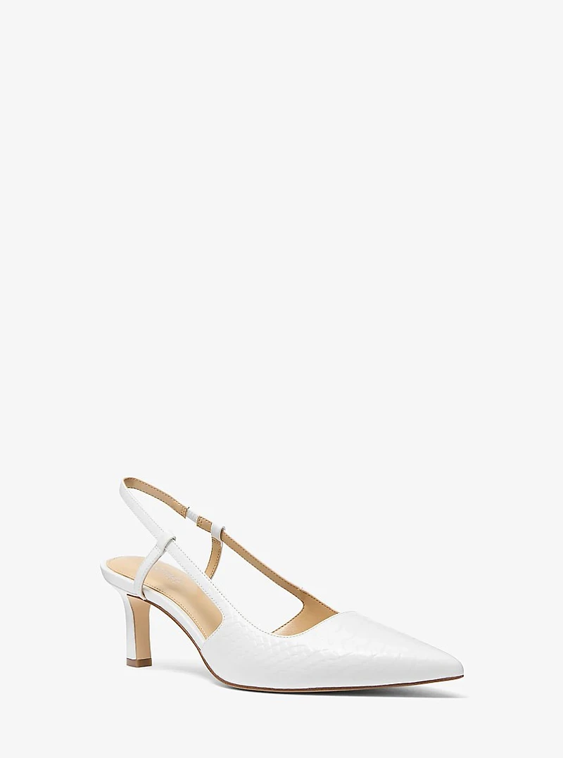 Alora Snake Embossed Leather Slingback Pump
