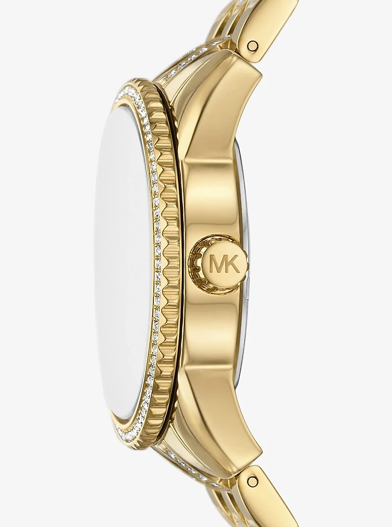 Mini Bryant Pavé Logo Gold-Tone Watch