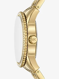 Mini Bryant Pavé Logo Gold-Tone Watch