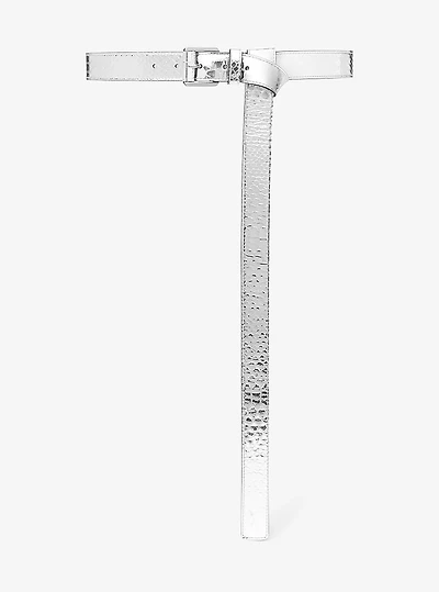 Jodi Metallic Python Embossed Leather Belt