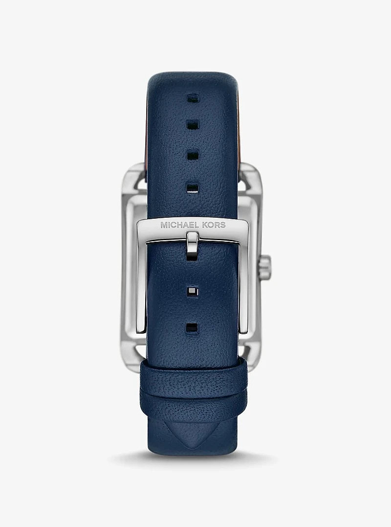 Monroe Silver-Tone and Leather Watch