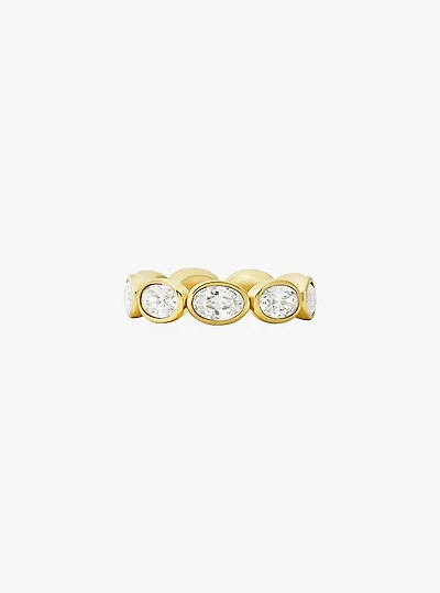 Precious Metal-Plated Cubic Zirconia Tennis Ring