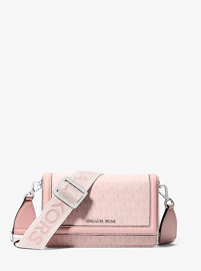 Jet Set Small Signature Logo Print Woven Smartphone Crossbody Bag