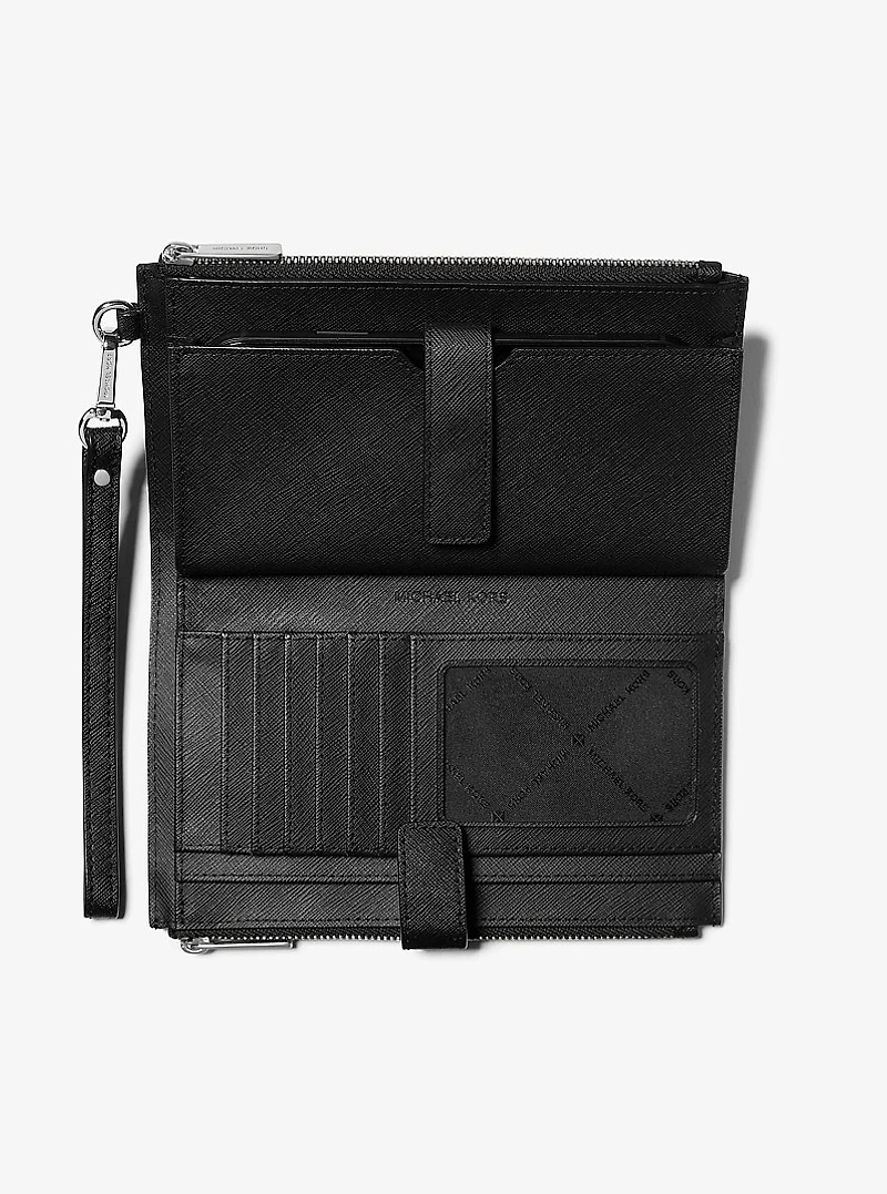 Jet Set Large Leather Smartphone Wristlet Wallet
