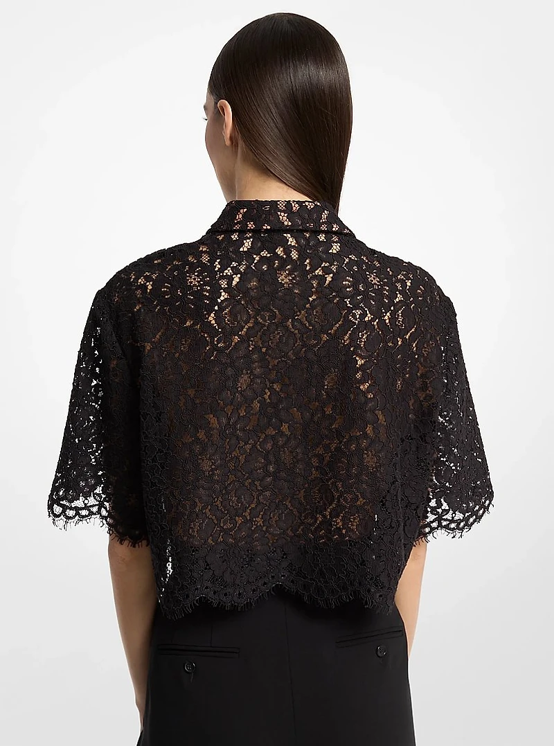 Floral Corded Lace Cropped Shirt