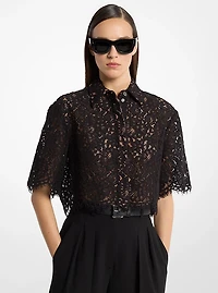 Floral Corded Lace Cropped Shirt