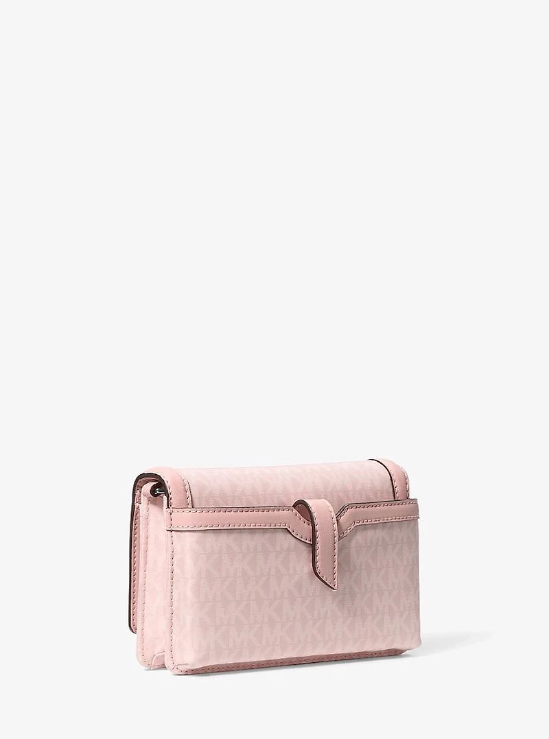 Jet Set Small Signature Logo Print Woven Smartphone Crossbody Bag