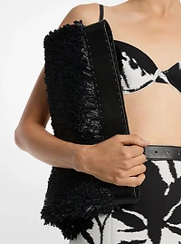 Sorrento Hand-Stitched Fringe and Leather Foldover Clutch