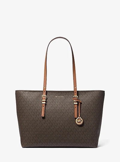 Quinn Large Signature Logo and Leather Tote Bag