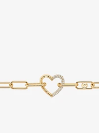 Pavé Heart Curb-Link Bracelet
