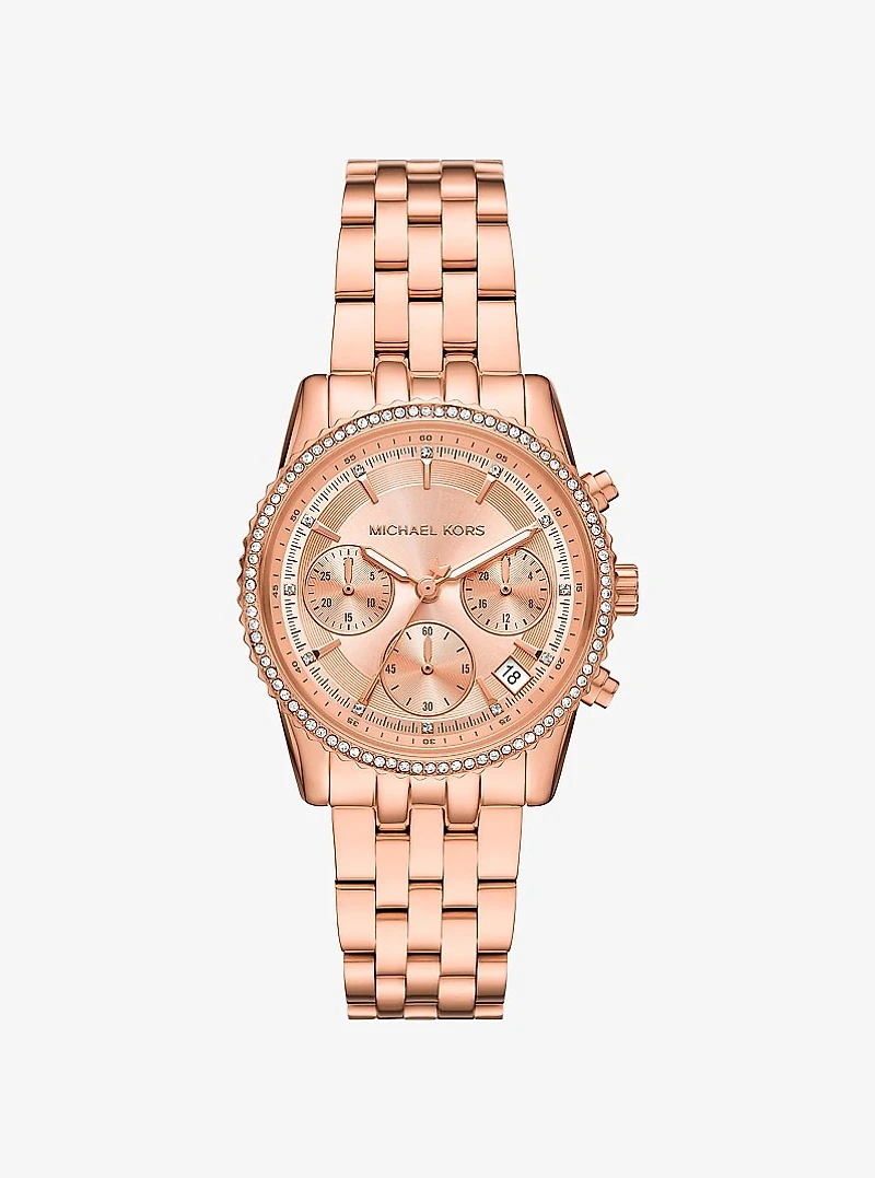 Mini Bryant Pavé Rose Gold-Tone Watch