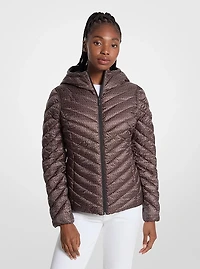 Chevron Logo Print Quilted Nylon Reversible  Jacket