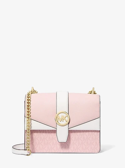 Greenwich Small Color-Block Signature Logo Crossbody Bag