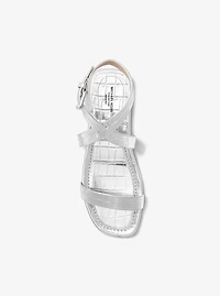 Bridgette Metallic Crocodile Embossed Leather Sandal