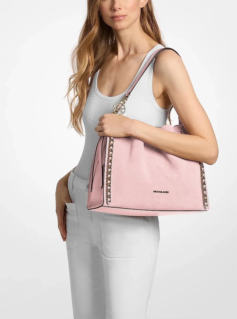 Mina Large Suede Chain Shoulder Bag