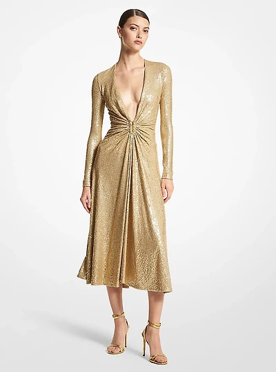 Hand-Embroidered Sequin Stretch Jersey Dance Dress