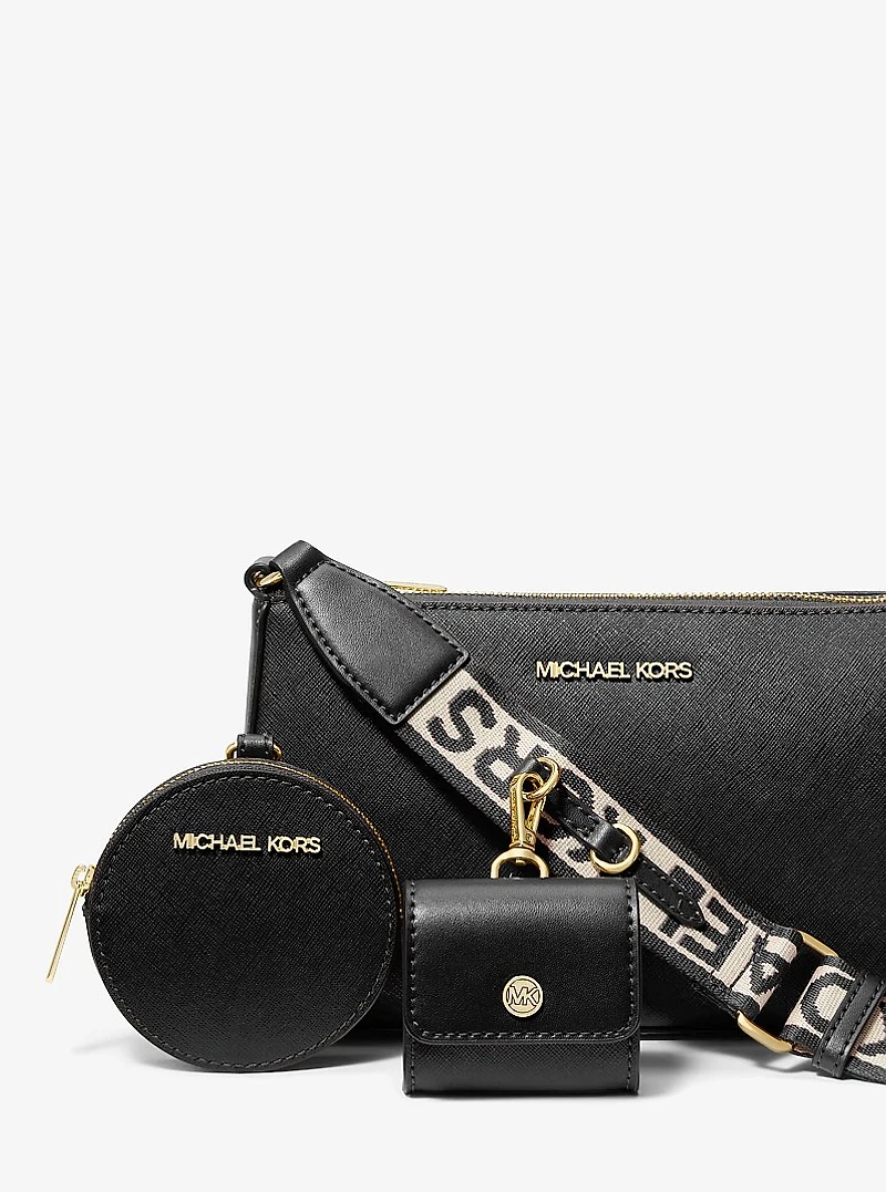 Jet Set Saffiano Leather Crossbody Bag with Case for Apple Airpods Pro