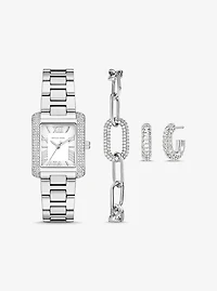Petite Emery Silver-Tone Watch and Jewelry Gift Set