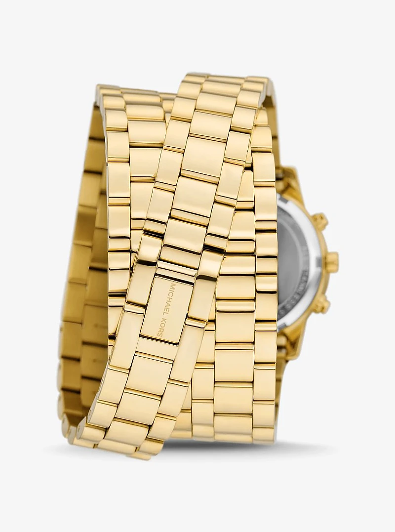 Runway 18K Gold-Plated Stainless Steel Triple Wrap Watch